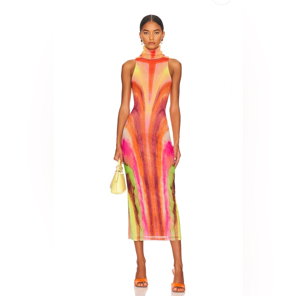 AFRM Serenity Midi Dress in Neon Watercolor
